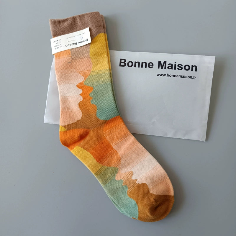 Artistic French Tide Oil Painting Socks fun art literary oil painting