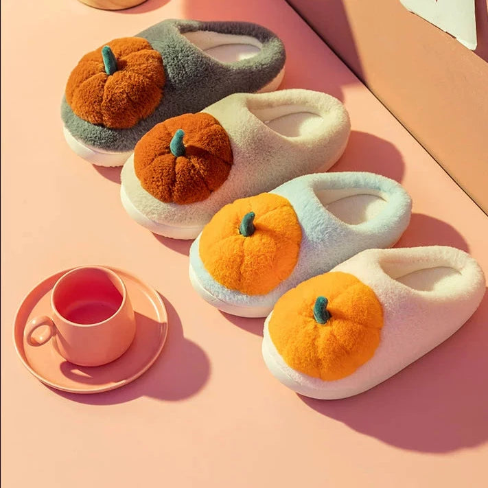 Cute Pumpkin Cartoon Cotton Slippers for Women