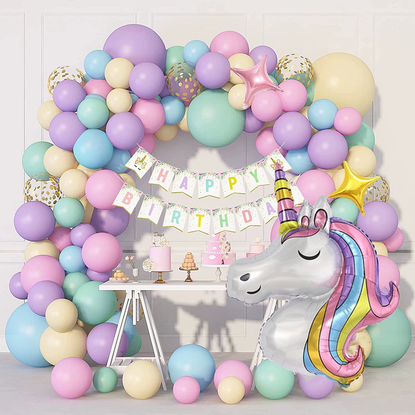 147 Pcs Unicorn Birthday Balloons Arch Garland Kit - Magical Celebration Decor