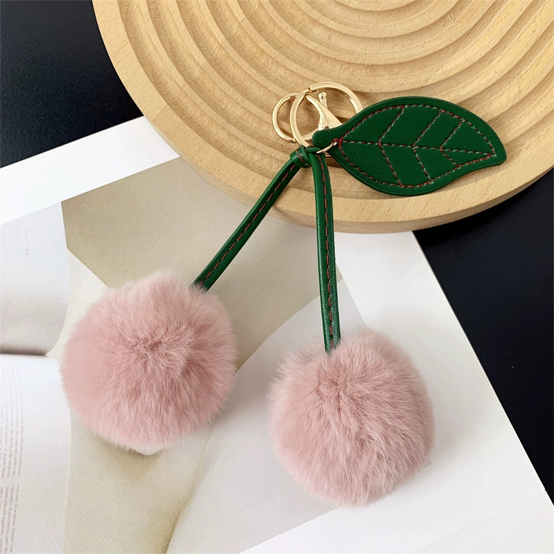 Charming Cherry Fur Keychain