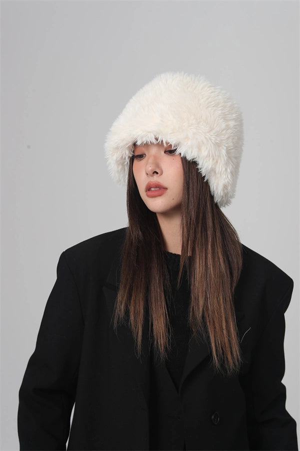 Plush Bucket Hat  Soft Winter Comfort with Ear Protection