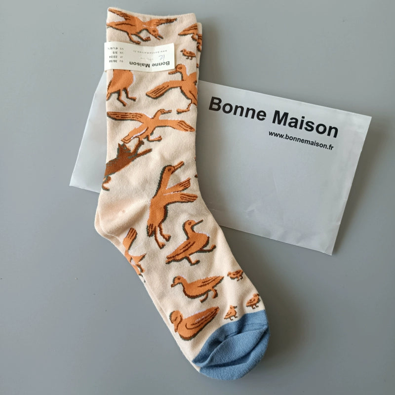 Artistic French Tide Oil Painting Socks fun art literary oil painting