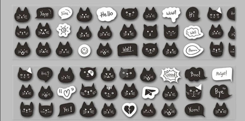 Playful Black Cat Collage Sticker Handbook - Charming DIY Decor and Craft Accents