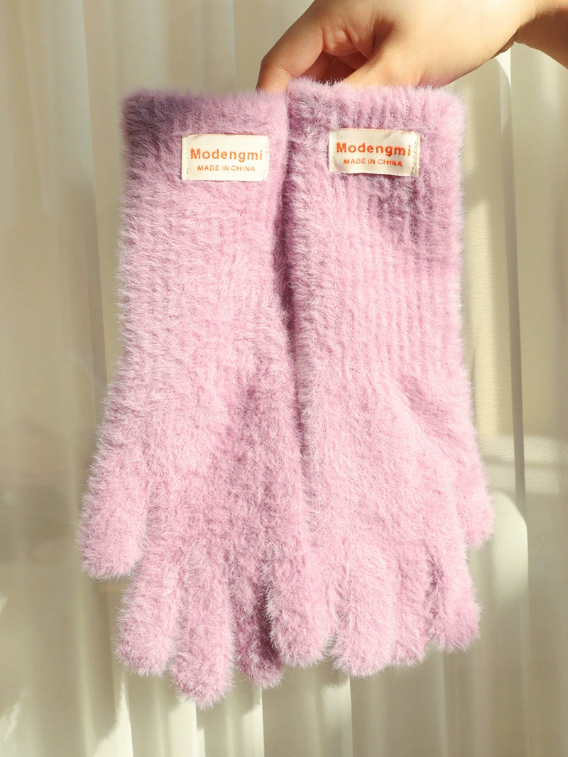 Soft and Fluffy Extended Touchscreen Gloves for Women