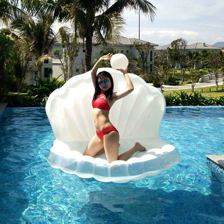 Mermaid Shell Inflatable Floating Bed - Seaside Fun Product Description