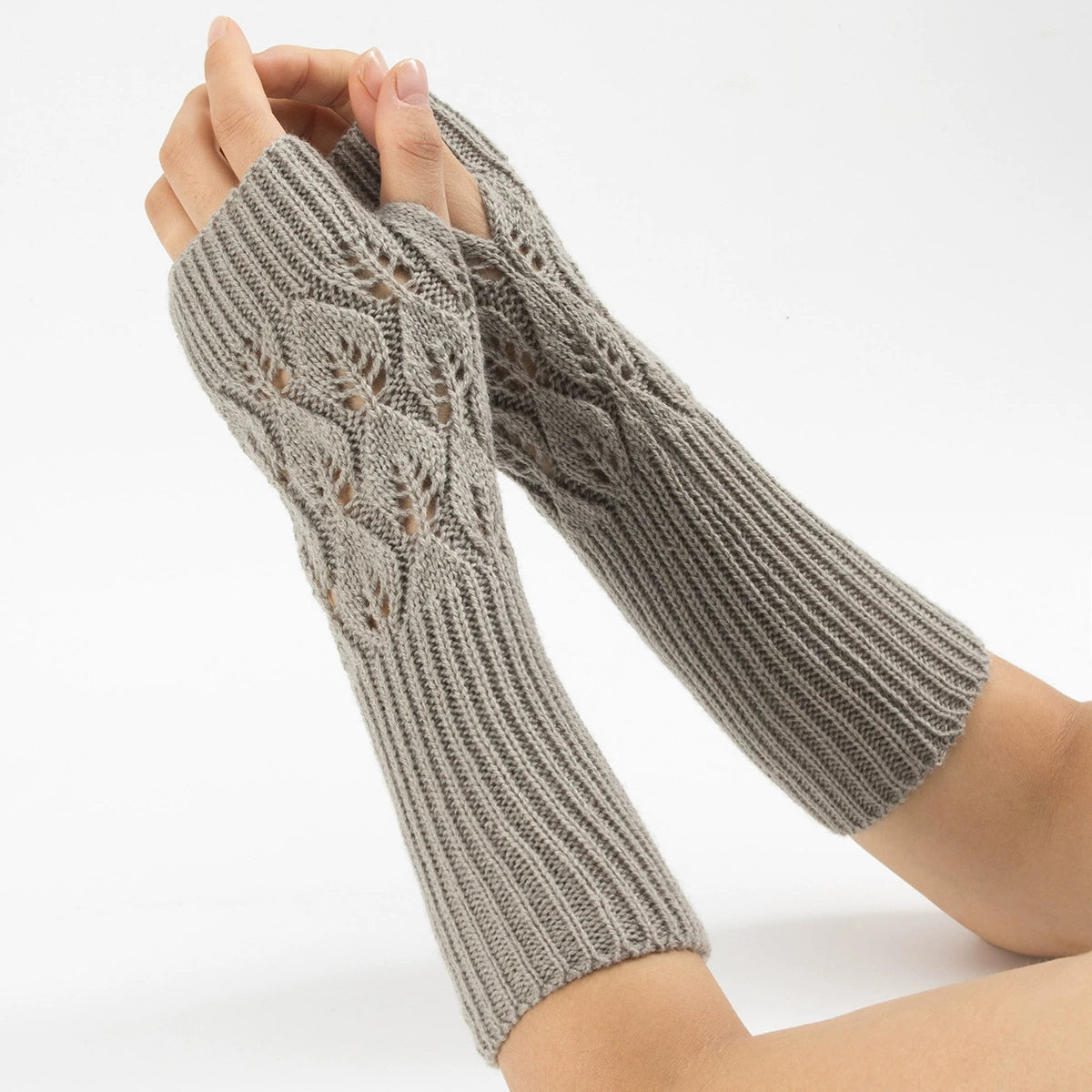 Knitted Jacquard Open Finger Gloves - Autumn/Winter Collection