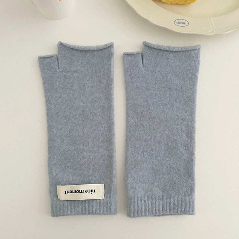 Lazy Wind Half-Fingered Gloves  Warm Imitation Cashmere Knit