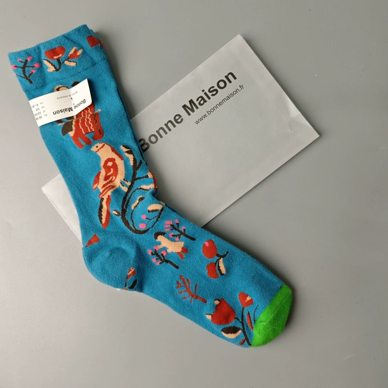 Artistic French Tide Oil Painting Socks fun art literary oil painting