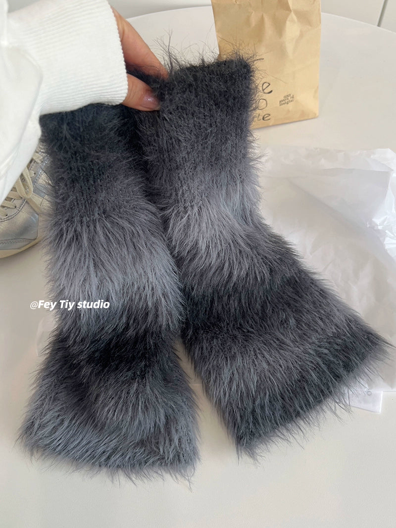 Custom Furry Pile Sock Covers  Y2K Flared Calf Warmers