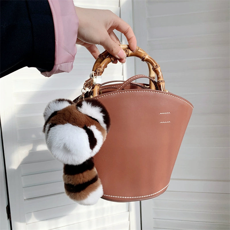 Charming Raccoon Fur Keychain