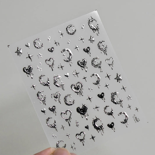 Dark Wind Starlight Moon Tassel Nail Art Stickers - Retro Pentagram Designs