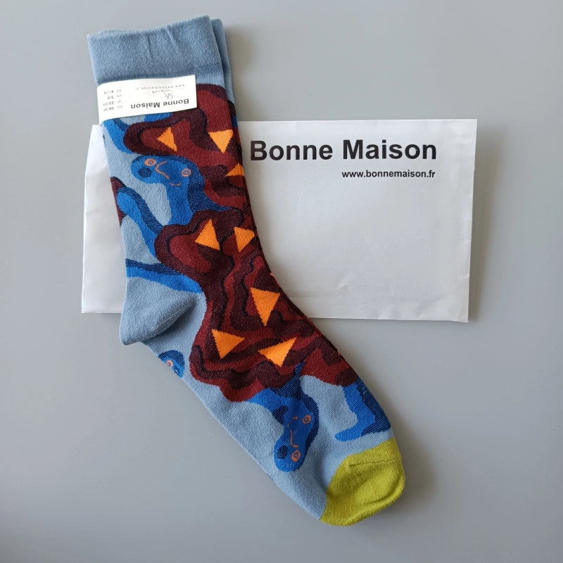 Artistic French Tide Oil Painting Socks fun art literary oil painting