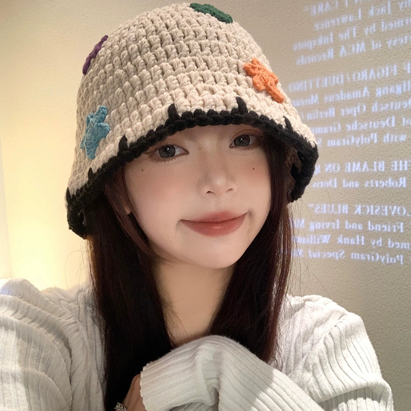 Cute Star Knitted Bucket Hat