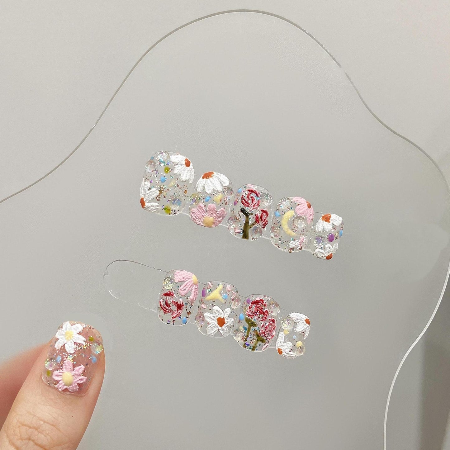 Pure Desire Hand-Painted Floral Nail Art