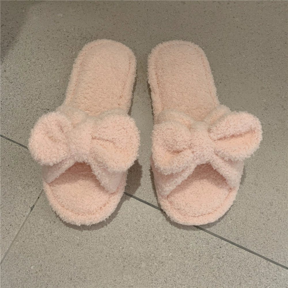 Cute Heart Plush Velvet Cotton Slippers for Women