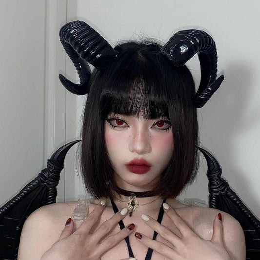 Dark Sheep Horns Headdress and Demon Hairpins Set