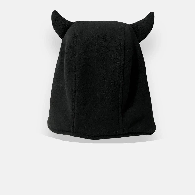 Dark Cute Little Devil Ear Puller Hat  Edgy Warmth for Hipsters