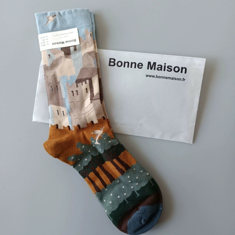 Artistic French Tide Oil Painting Socks fun art literary oil painting