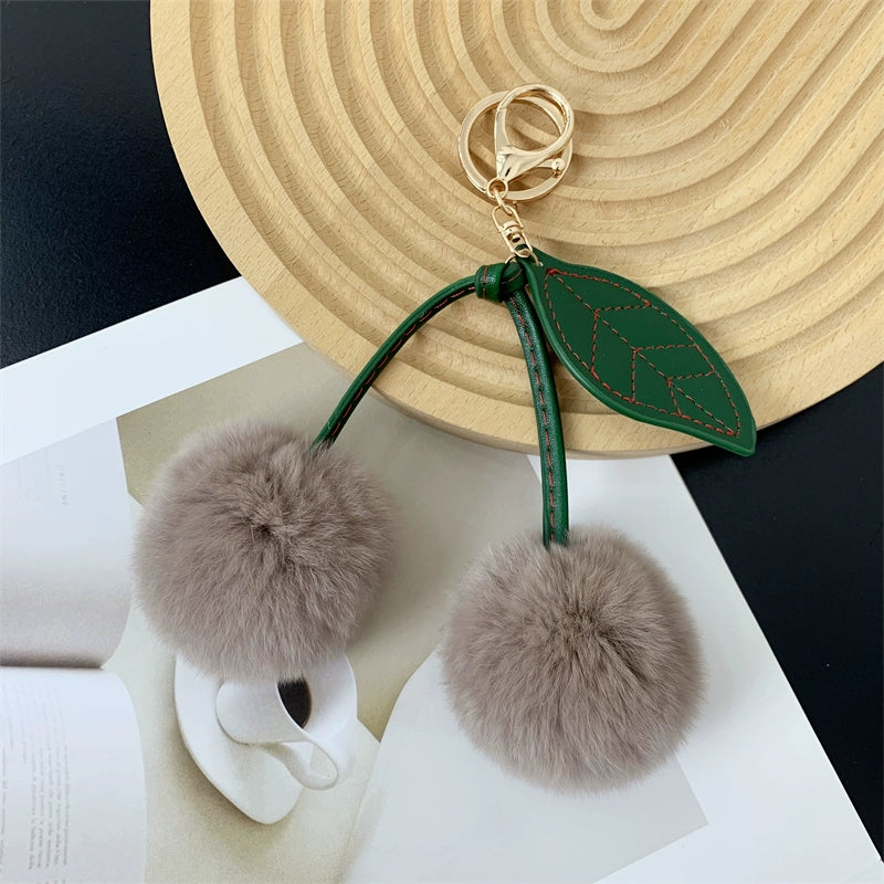 Charming Cherry Fur Keychain