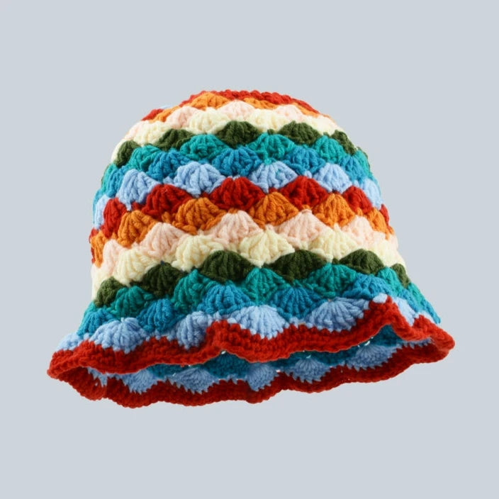 Handmade Custom Rainbow Diamond Plaid Wool Fisherman Hat