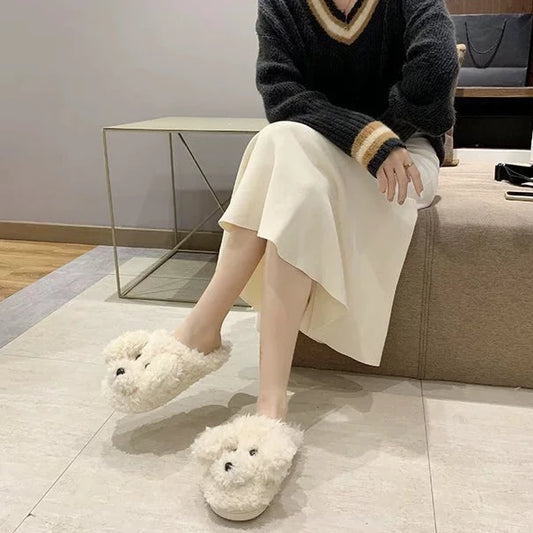 doggy Wool Slippers for Women