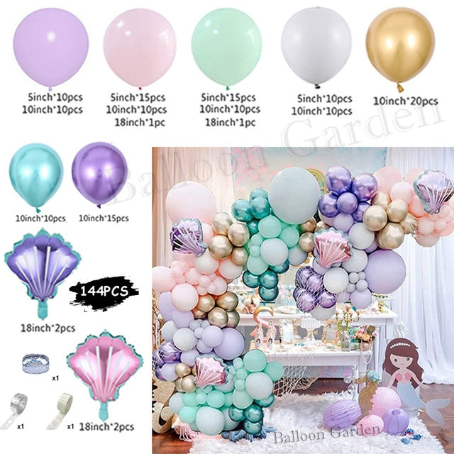 New Purple Mermaid Tail Happy Birthday Party Decoration Kit