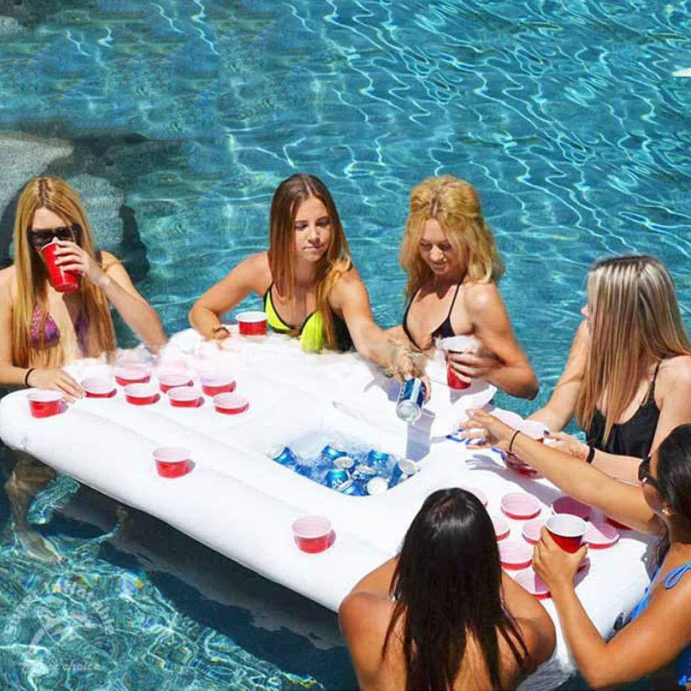 Popular PVC Inflatable 28-Cup Hole Floating Beer Pong Game Table