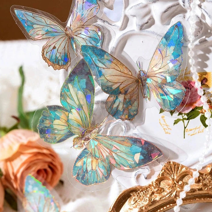 Holographic Butterfly Spectrum Sticker Set - Enchanting DIY Decor and Craft Supplies