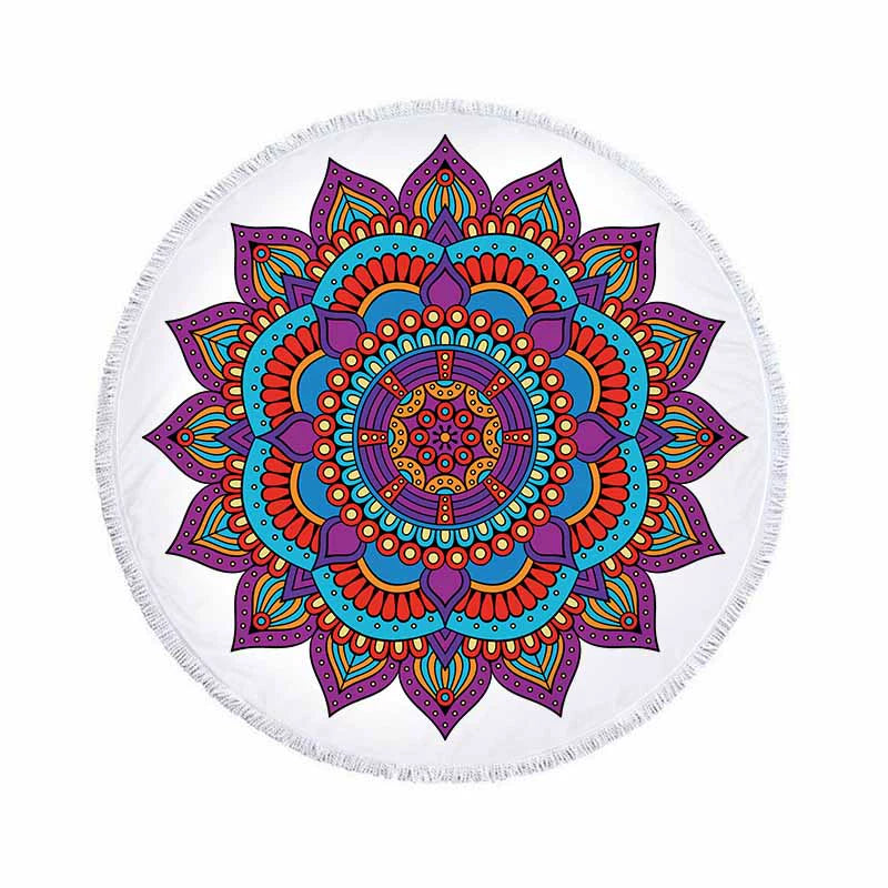 Gradient Mandala Bliss - Round Beach Towel & Yoga Mat