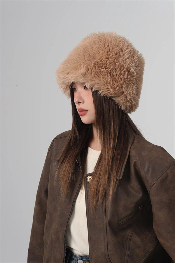 Plush Bucket Hat  Soft Winter Comfort with Ear Protection