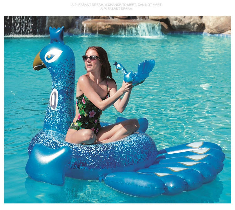 Peacock Swimming Ring - Inflatable Air Cushion for Pool & Beach Fun