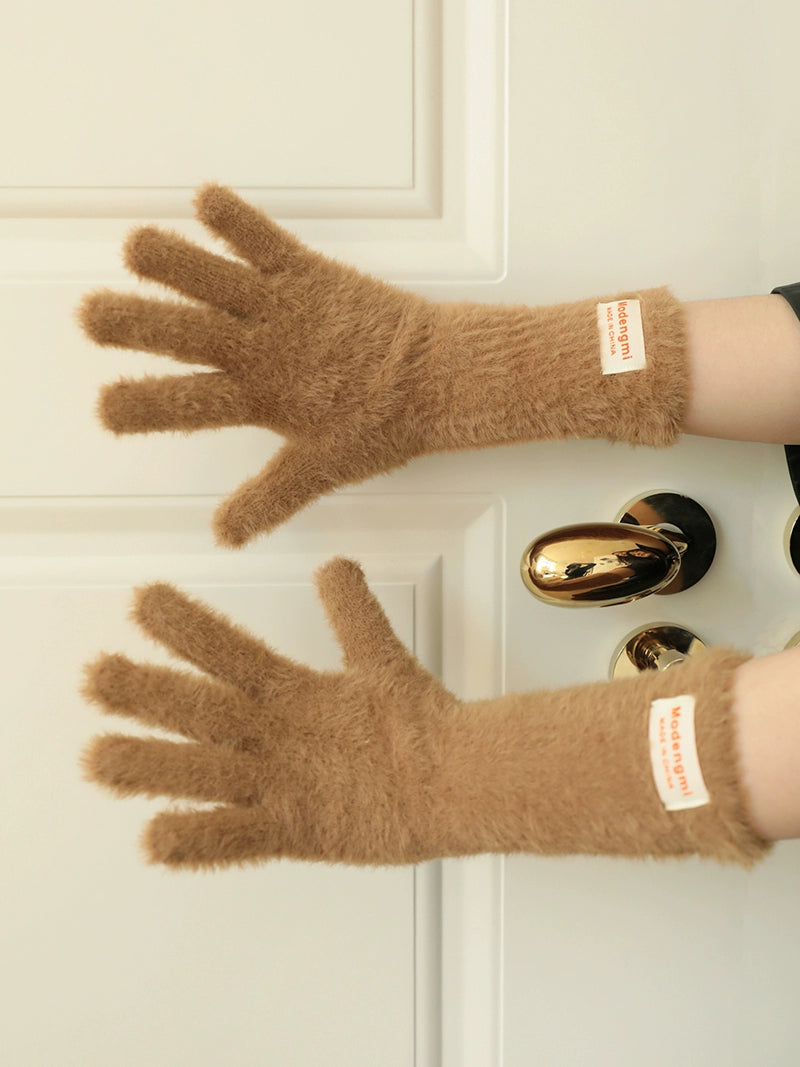 Soft and Fluffy Extended Touchscreen Gloves for Women