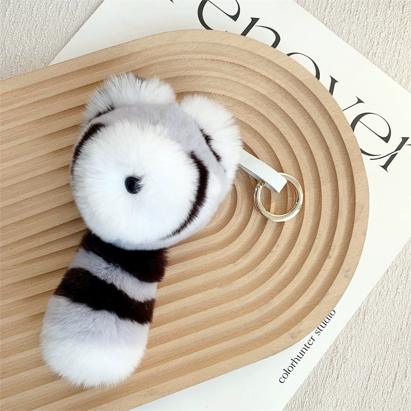 Charming Raccoon Fur Keychain