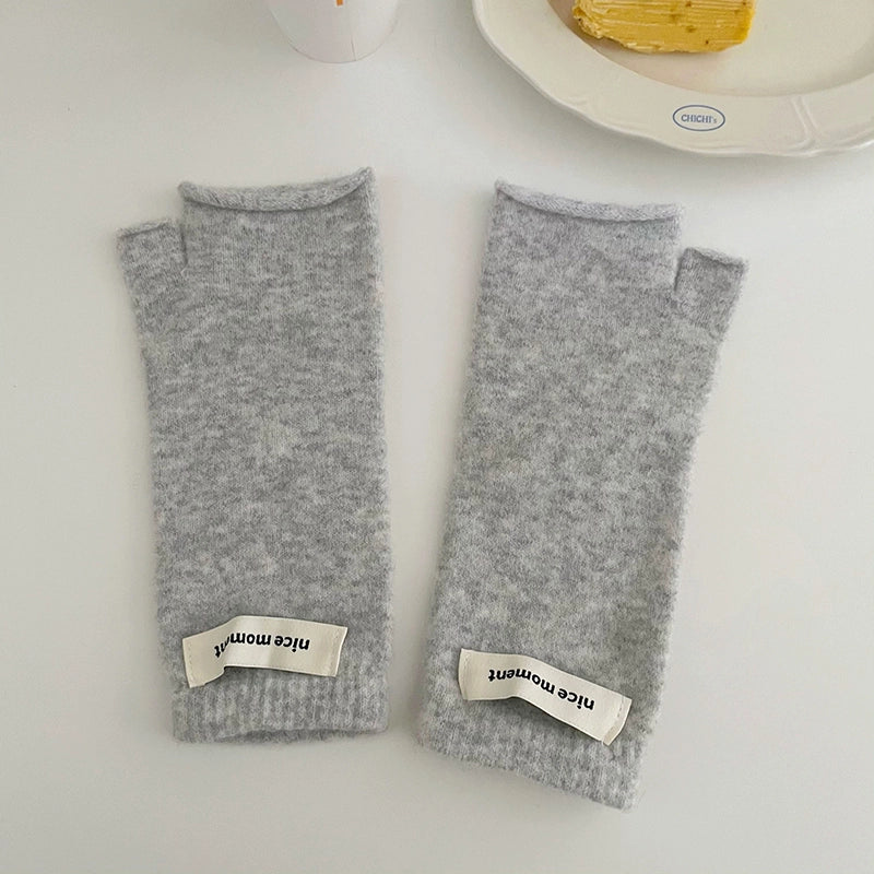 Lazy Wind Half-Fingered Gloves  Warm Imitation Cashmere Knit