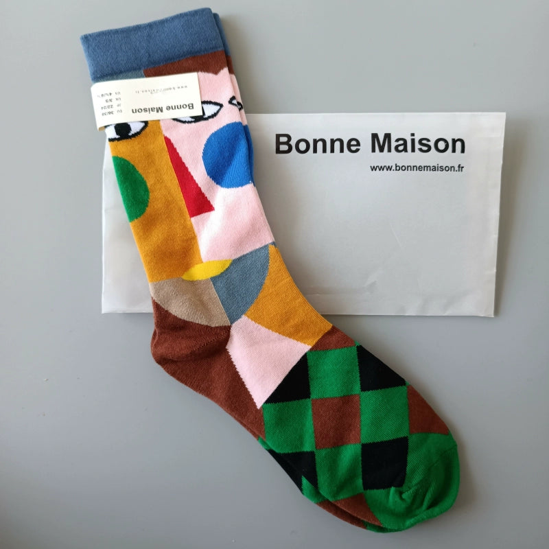 Artistic French Tide Oil Painting Socks fun art literary oil painting