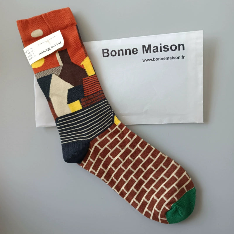 Artistic French Tide Oil Painting Socks fun art literary oil painting