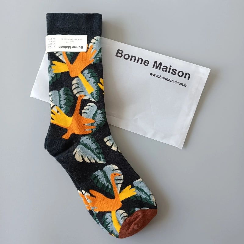 Artistic French Tide Oil Painting Socks fun art literary oil painting