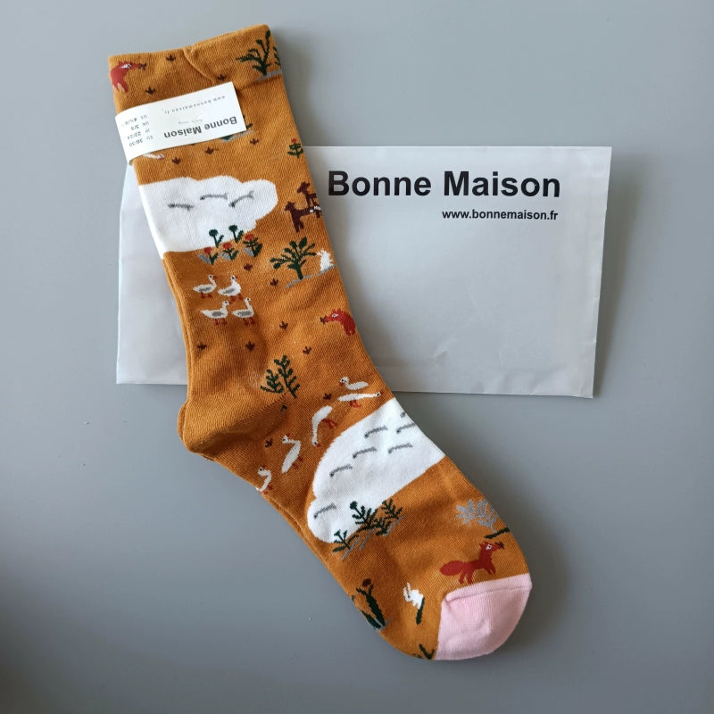 Artistic French Tide Oil Painting Socks