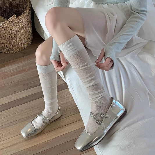 Sheer Sunscreen Mesh Knee-High Socks