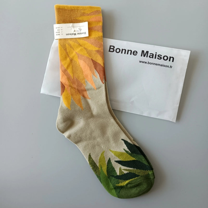 Artistic French Tide Oil Painting Socks fun art literary oil painting