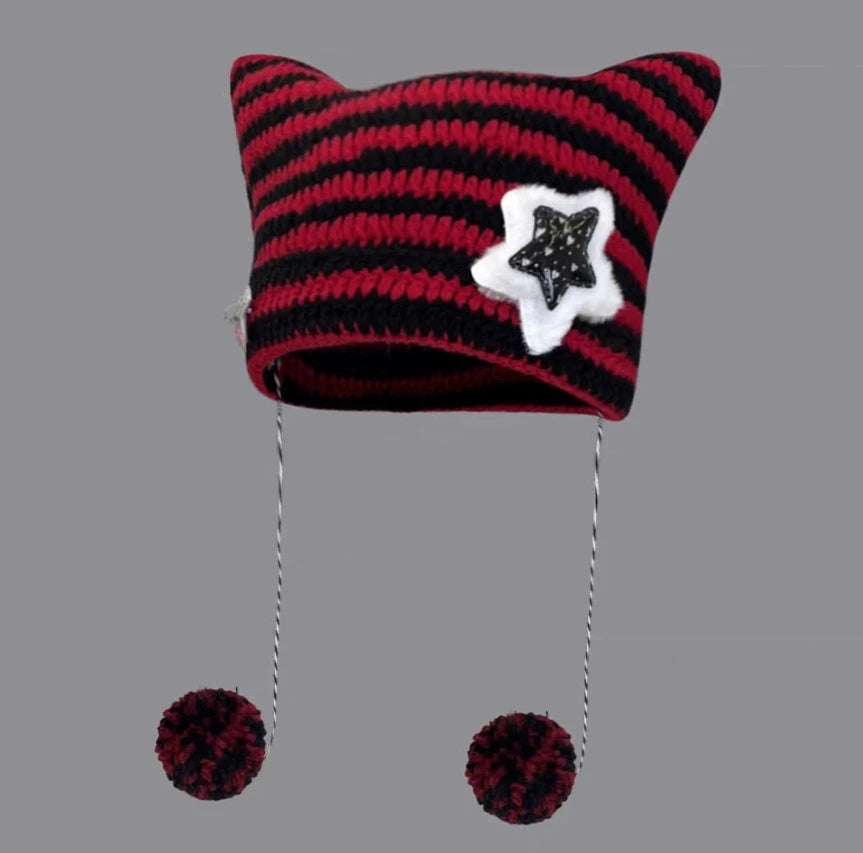 Handmade Cute Five-Star Cat Ears Pullover Hat