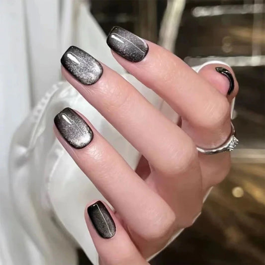 Obsidian Cat's Eye Nail Art - High-End Detachable Glaze Design