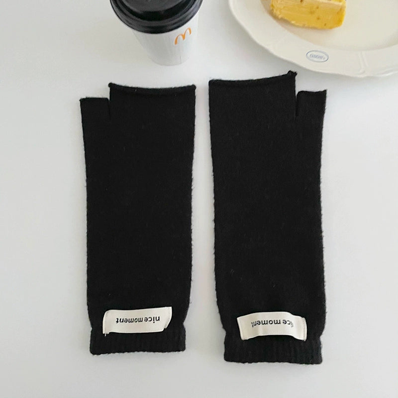 Lazy Wind Half-Fingered Gloves  Warm Imitation Cashmere Knit