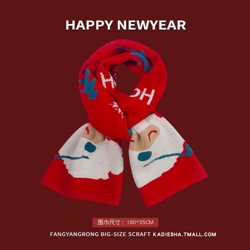 New Year Red Knit Hat  The Perfect Christmas Gift with Matching Scarf and Gloves