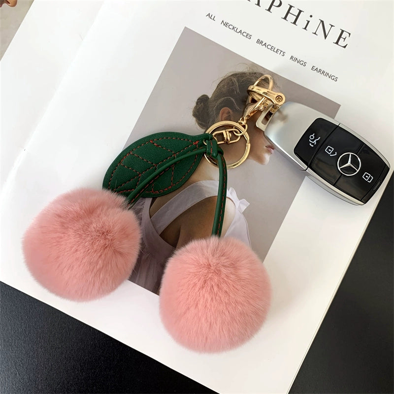 Charming Cherry Fur Keychain