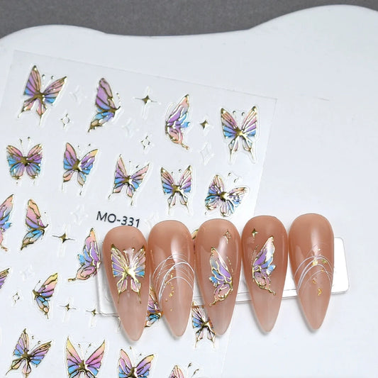 Embossed Hot Stamping Nail Art Stickers - Dream Fairies & Watercolor Butterflies