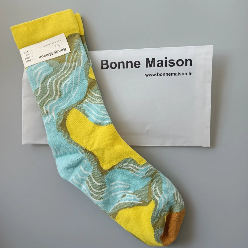 Artistic French Tide Oil Painting Socks fun art literary oil painting