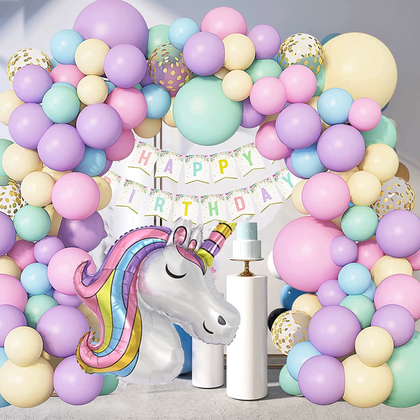 147 Pcs Unicorn Birthday Balloons Arch Garland Kit - Magical Celebration Decor