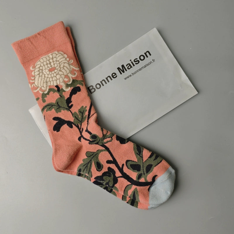 Artistic French Tide Oil Painting Socks fun art literary oil painting