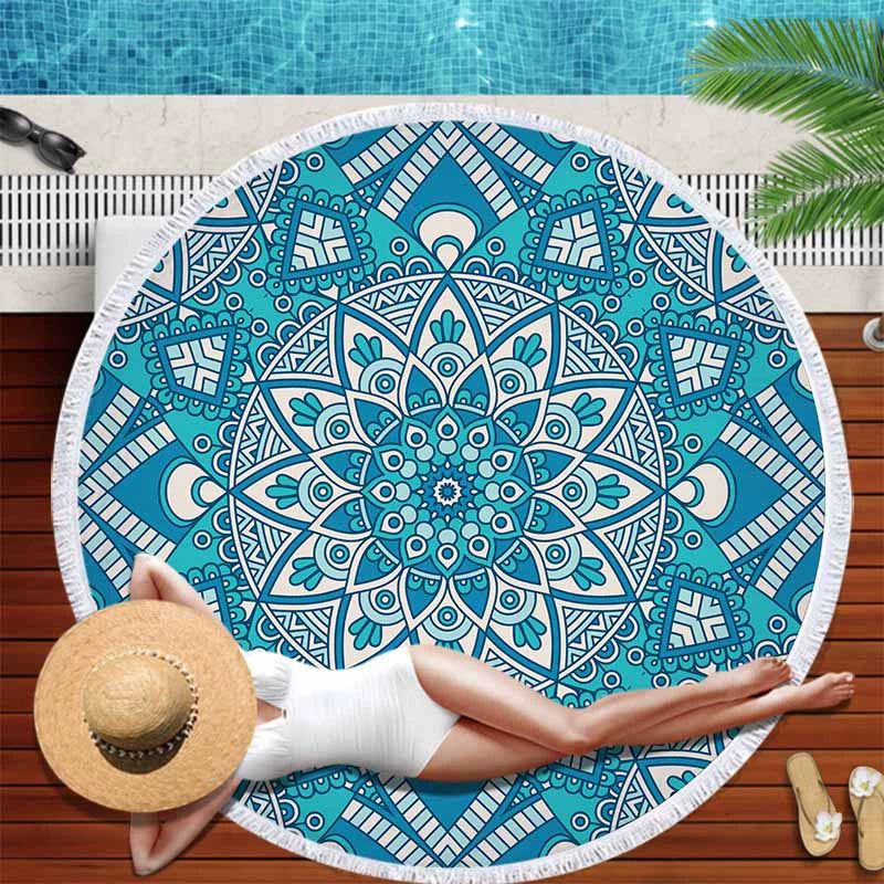 Gradient Mandala Bliss - Round Beach Towel & Yoga Mat